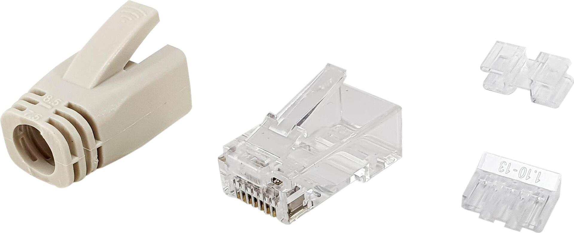 Equip Cat.6A RJ45 Stecker-Satz, 100 Stück pro Packung. Stecker: RJ-45, Produktfarbe: Transparent, Weiß, Kabelstandard: Cat6a. Gewicht: 4 g, Breite: 48 mm, Tiefe: 13,5 mm. Menge pro Packung: 100 Stück(e). Verpackungsbreite: 275 mm, Verpackungstiefe: 175 mm, Verpackungshöhe: 80 mm. Ursprungsland: China, Breite des Versandkartons: 440 mm, Länge des Versandkartons: 340 mm (121176)