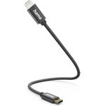 Hama Ladekabel, USB-C - Lightning, 0,2 m, Nylon, Schwarz (00201601)