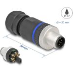 Delock M12 Steckverbinder A-kodiert 8 Pin Stecker zur Montage mit Schraubanschluss (60535)