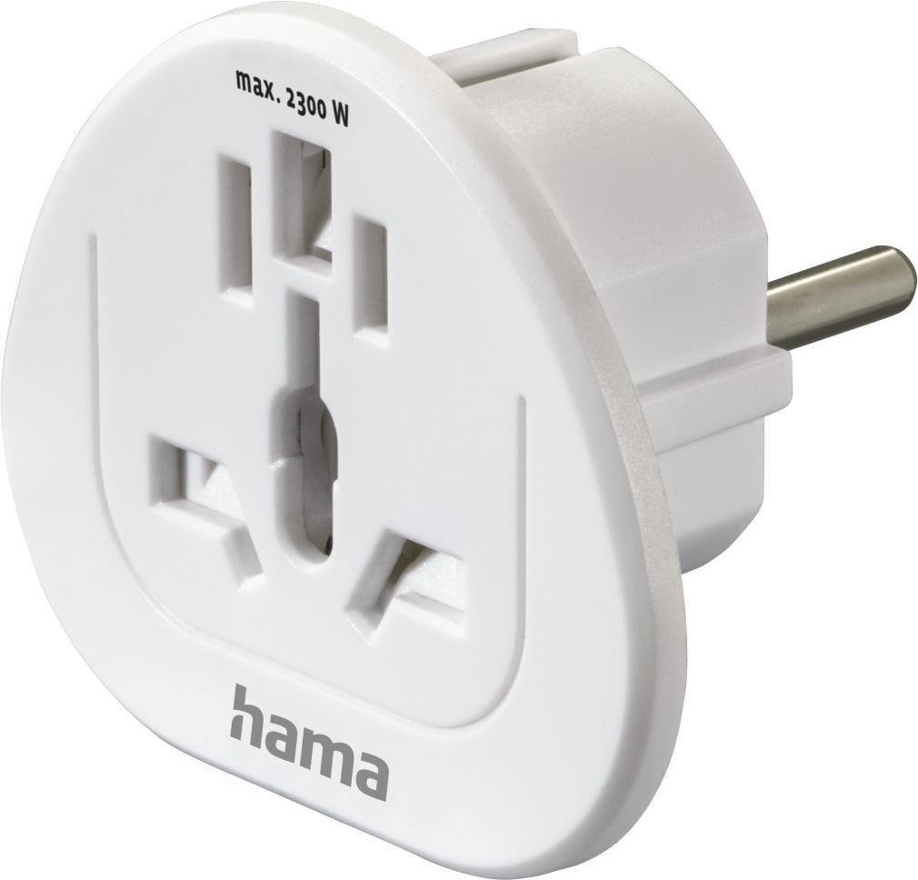 Hama Reiseadapter Typ E und F, 3-polig, universal, Welt nach Europa, Weiß (00223455)