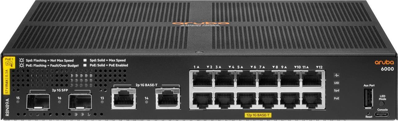 HPE Networking 6000 12G Class4 PoE 2G/2SFP 139W Managed L3 Gigabit Ethernet (10/100/1000) Power over Ethernet (PoE) 1U (R8N89A#ABB) (geöffnet)