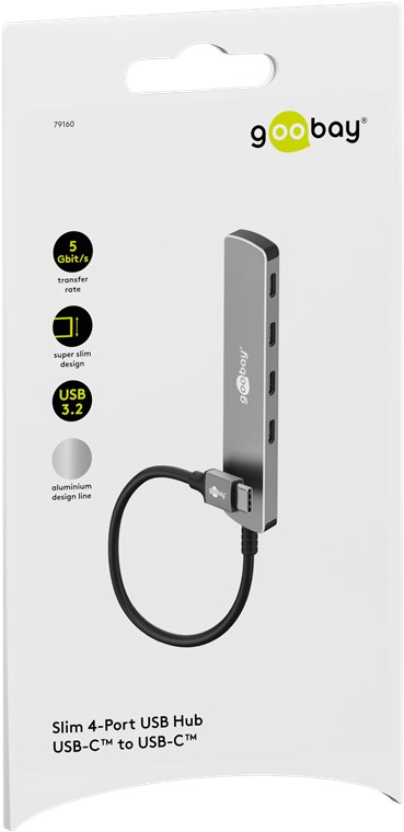 Goobay Slim USB-Hub USB-C auf 4x USB-C 5 Gbit/s Grau