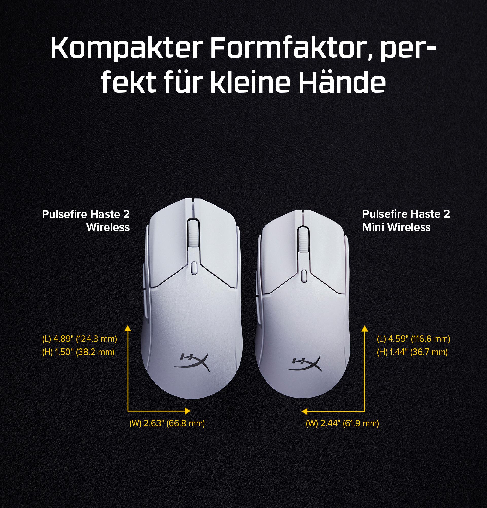 HyperX Pulsefire Haste 2 Mini - Wireless-Gaming-Maus (Weiß) (7D389AA)