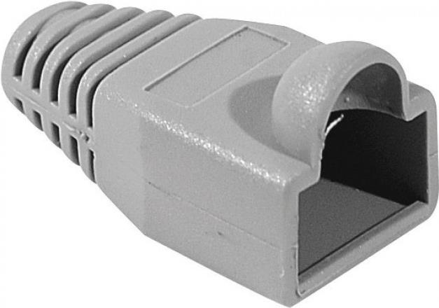 EXERTIS CONNECT Knickschutztülle für Modularstecker RJ45, Rundkabel, grau, VPE 10 Stück Knickschutzt