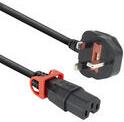 ACT Powercord UK male - C15 IEC Lock+ black 2 m, PC3884 (PL0082)