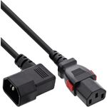 InLine Kaltgeräteverlängerung C13 verriegelbar auf C14 gewinkelt schwarz (16932A)