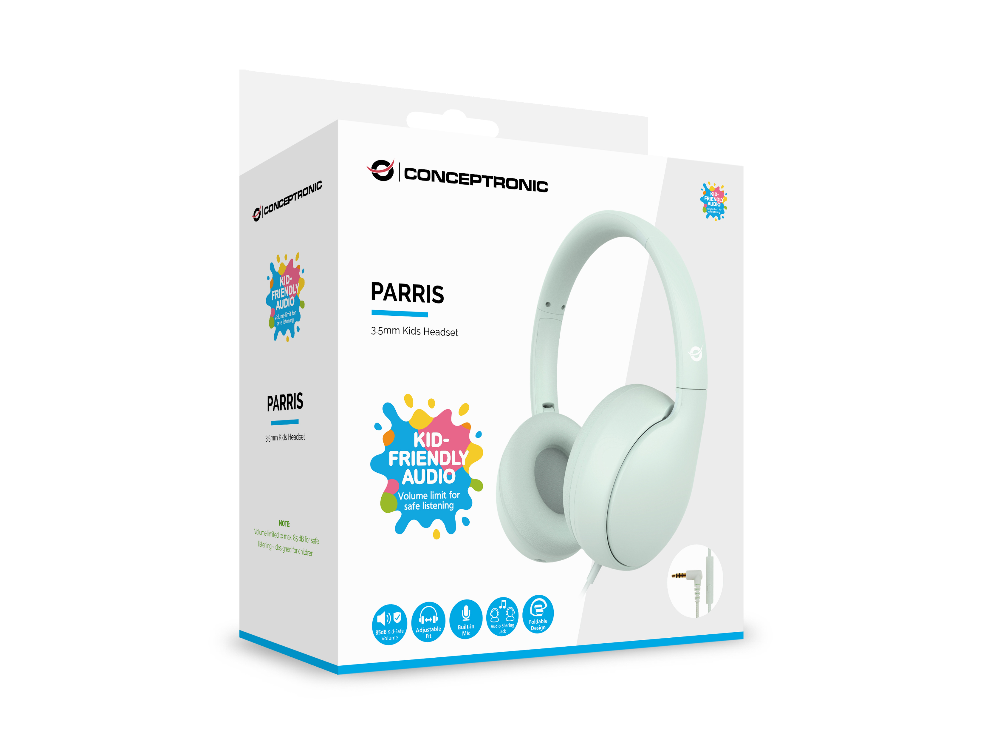Conceptronic PARRIS04GT Kinder-Headset 85 dB Hellgrün