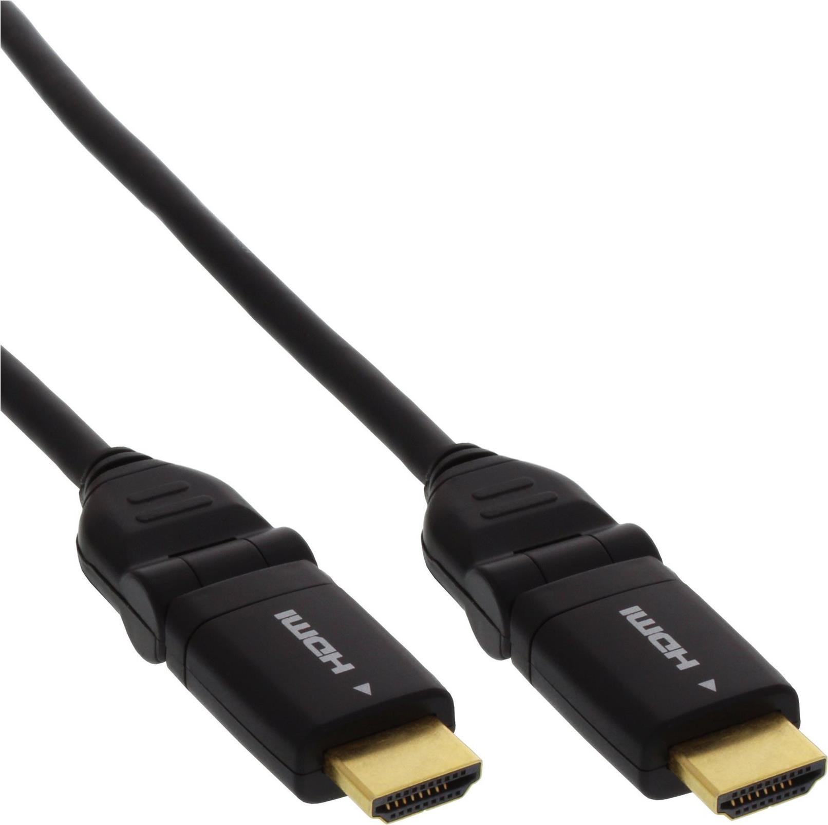 InLine High Speed HDMI-Kabel mit Ethernet, 180° Winkelstecker, 1,5 m, Schwarz