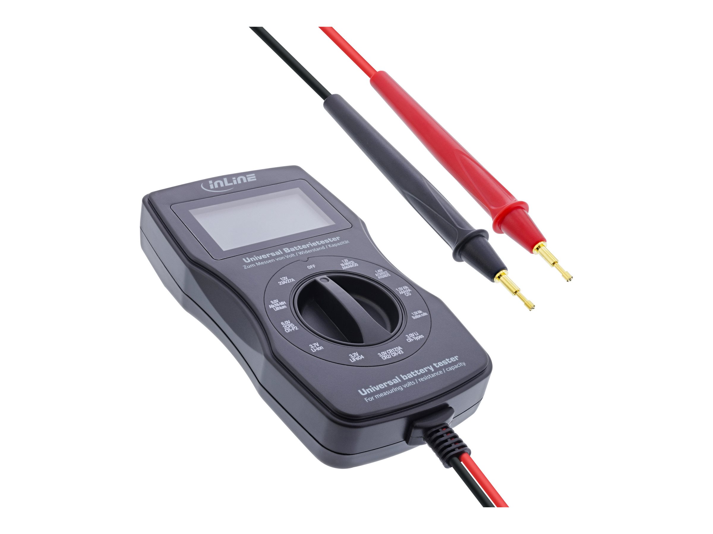 InLine Multifunktions-Batterietester mit LCD-Anzeige 01285T Schwarz