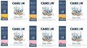 CANSON Aquarellblock "Coton d'Art", 260 x 360 mm, naturweiß 12 Blatt, 300 g/qm, besteht aus 100% Baumwolle, feine - 1 Stück (C518508002)