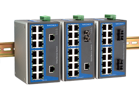 Moxa EtherDevice Switch EDS-316-M-ST-T – Unmanaged Industrial Fast Ethernet Switch, 16 Ports