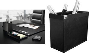 sigel Stifteköcher "cintano:S", saphirschwarz aus Lederimitat, mit Soft-Touch Beschichtung (SA535)