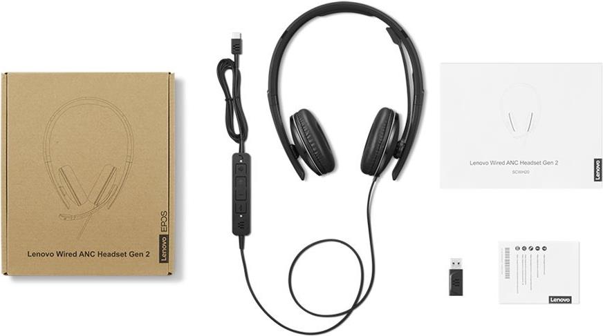 Lenovo Gen 2 USB-A Stereo On-Ear Headset Schwarz