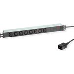 ROLINE 19\"-Steckdosenleiste 8fach C13 + C20-Stecker, Aluminium, 2,0 m (19.07.1627)