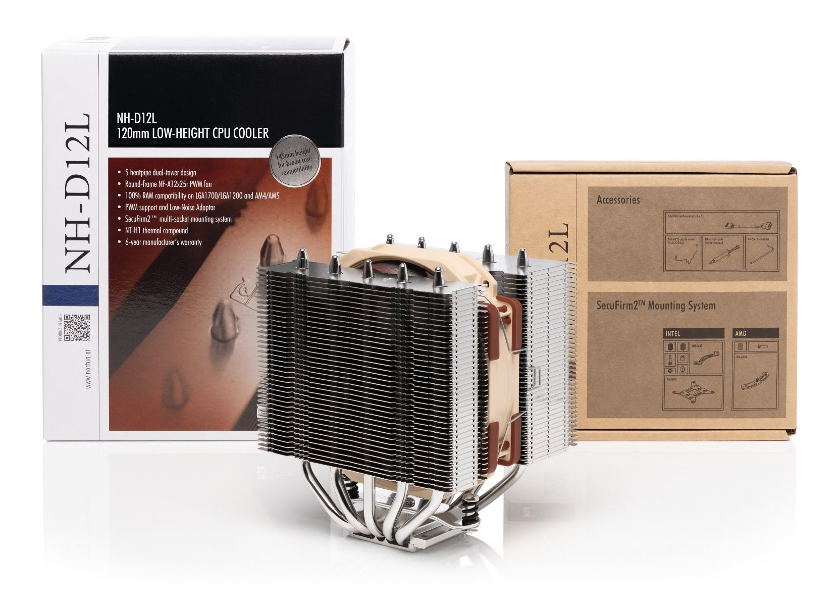 Noctua NH-D12L Prozessor-Luftkühler 120 mm Beige Braun