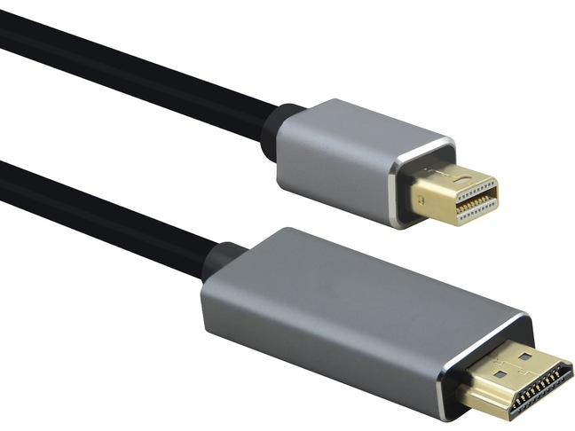 Helos Anschlusskabel, mini DisplayPort St./HDMI St., PREMIUM 4K, 3,0m, schwarz mini DisplayPort Stecker/HDMI 1.4 Stecker , PREMIUM , TPE Außenmantel - hochflexibel , Aluminium-Gehäuse , 3840 x 2160 @ 30 Hz , vergoldete Kontakte , ULTRA HD 4K , ROHS 2.0 und REACH-Konform , Farbe: schwarz (288487)