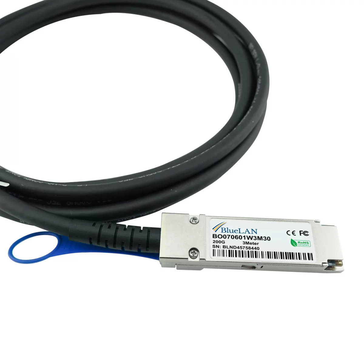 BlueOptics HPE Q9S72A-BL DAC Breakout Kabel 1m 100GBASE-CR4 QSFP28 auf 4x 25GBASE-CR SFP28 Passiv AWG26 Schwarz