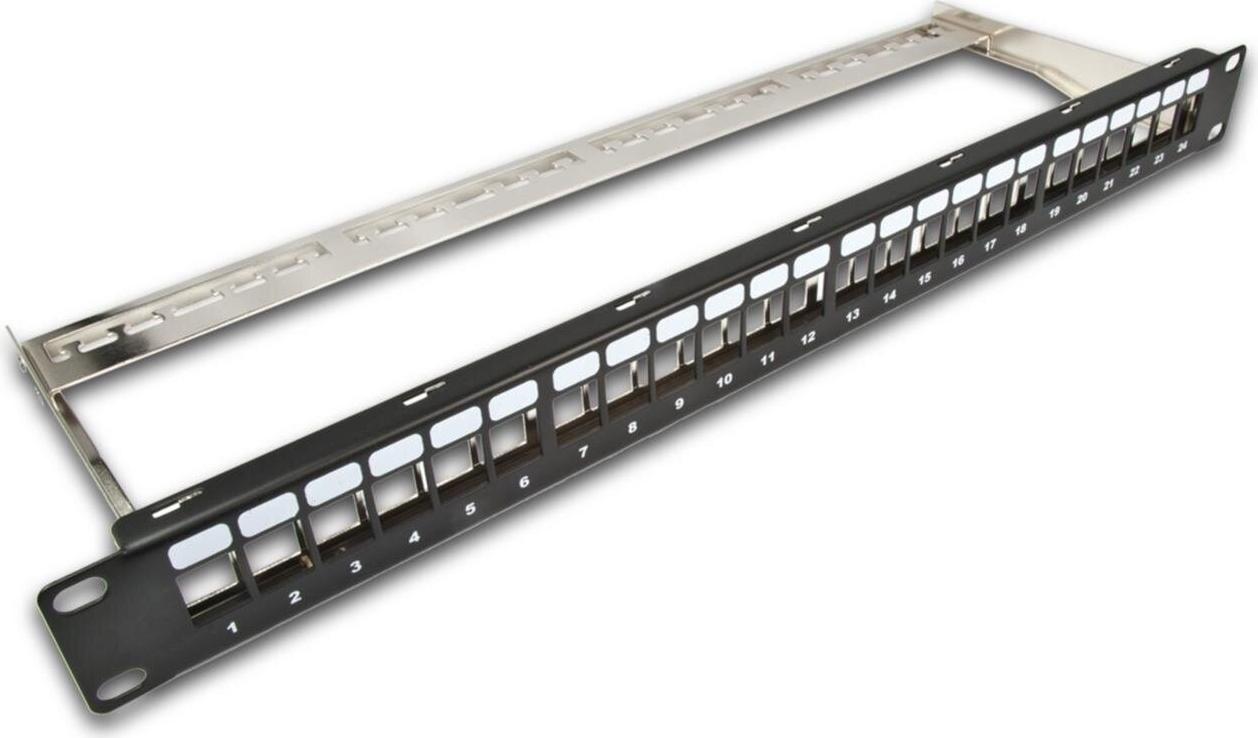 Wirewin 24-Port Keystone Modul-Leerpanel, 19\", schwarz geschirmt Keystone System (TKS PANEL 24 BLACK)