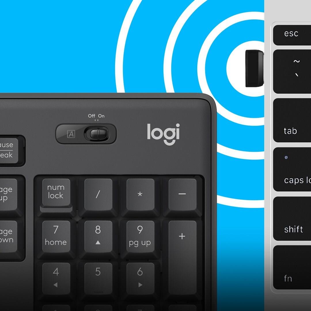 Logitech MK295 Silent Kabelloses Tastatur- und Maus-Set 2,4 GHz US International Graphite