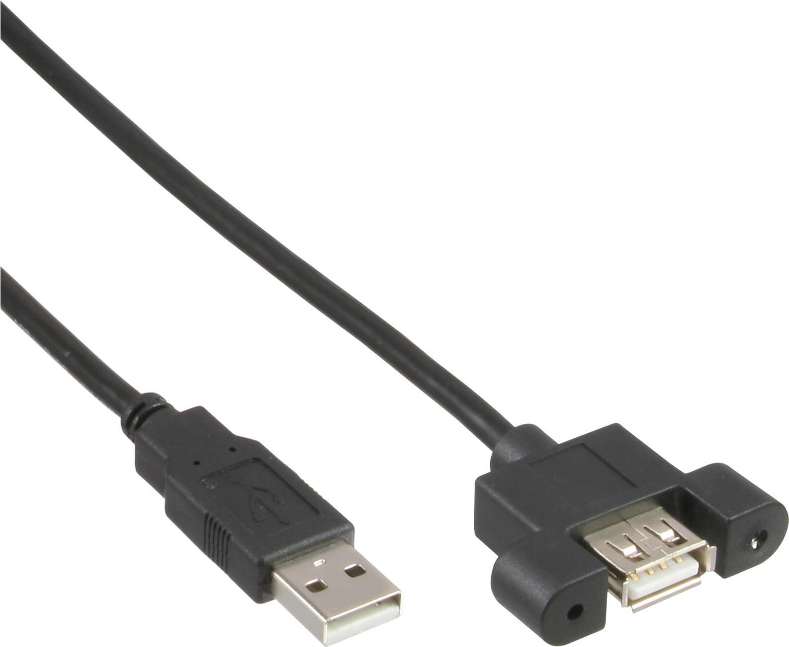 InLine - USB-Verlängerungskabel - USB (M) bis USB (W) schraubbar - USB2.0 - 60cm - Schwarz (Packung mit 120) (B-33440E)