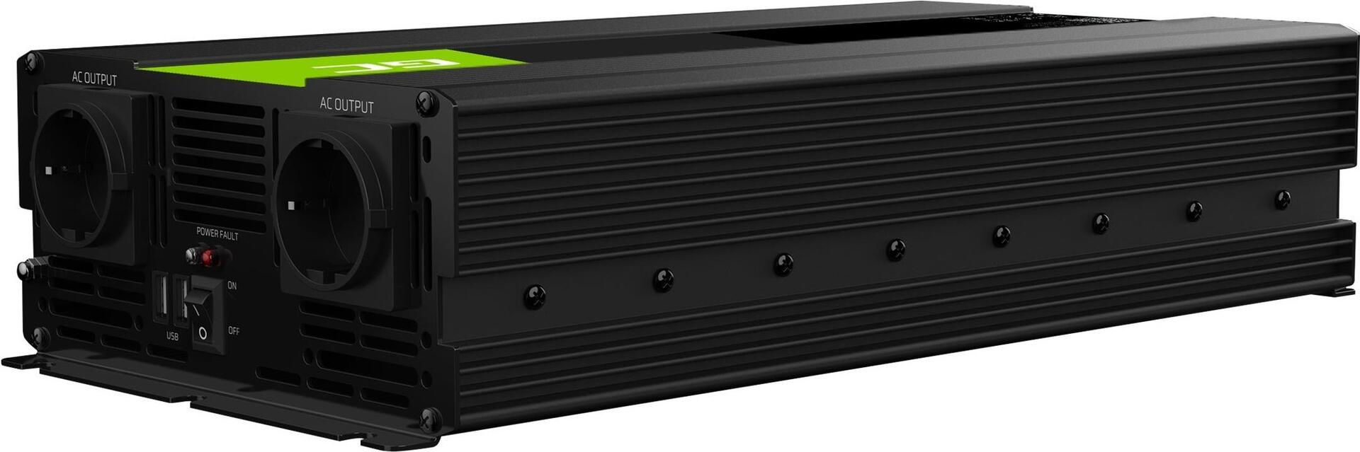 Green Cell INV22 Kfz-Wechselrichter 12 V auf 230 V 1500 W Schwarz
