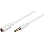 Wentronic Goobay 3,5mm-Klinke-Verlängerungskabel, Weiß, 0.5 m - Klinke 3,5 mm-Stecker (4-Pin, Stereo) > Klinke 3,5 mm-Buchse (4-Pin, Stereo) (62359)