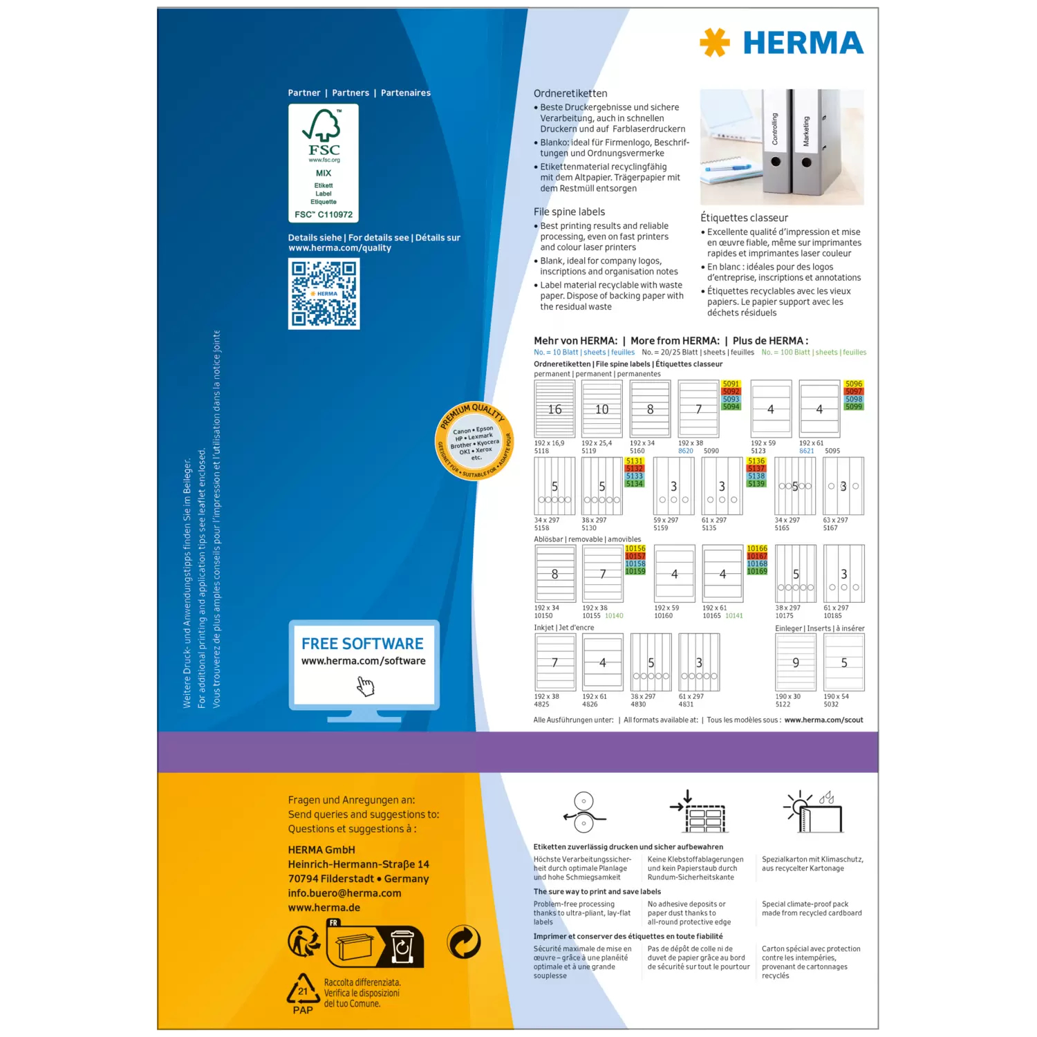 HERMA Special 4284 Ordner-Etiketten 192 x 61 mm Weiß