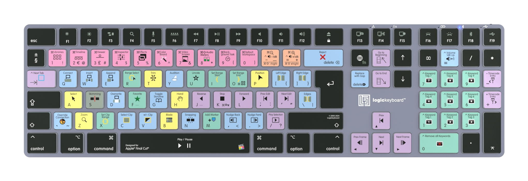 Logickeyboard Titan Apple Final Cut Pro X Bluetooth Tastatur QWERTZ Grau, Titan