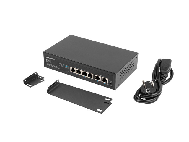 Lanberg RSFE-4P-2FE-60 6-Port Fast Ethernet Switch PoE+ Schwarz