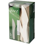PAPSTAR Papier-Messer "pure", Länge: 158 mm, weiß, 100er aus lebensmittelechtem Papier, FSC-zertifiziert, stabil, - 1 Stück (88066)