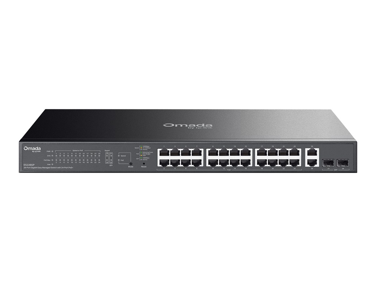 TP-Link Omada ES228GP V1 Managed Switch 28-Port Gigabit 26x PoE+ 2x SFP 250W Grau