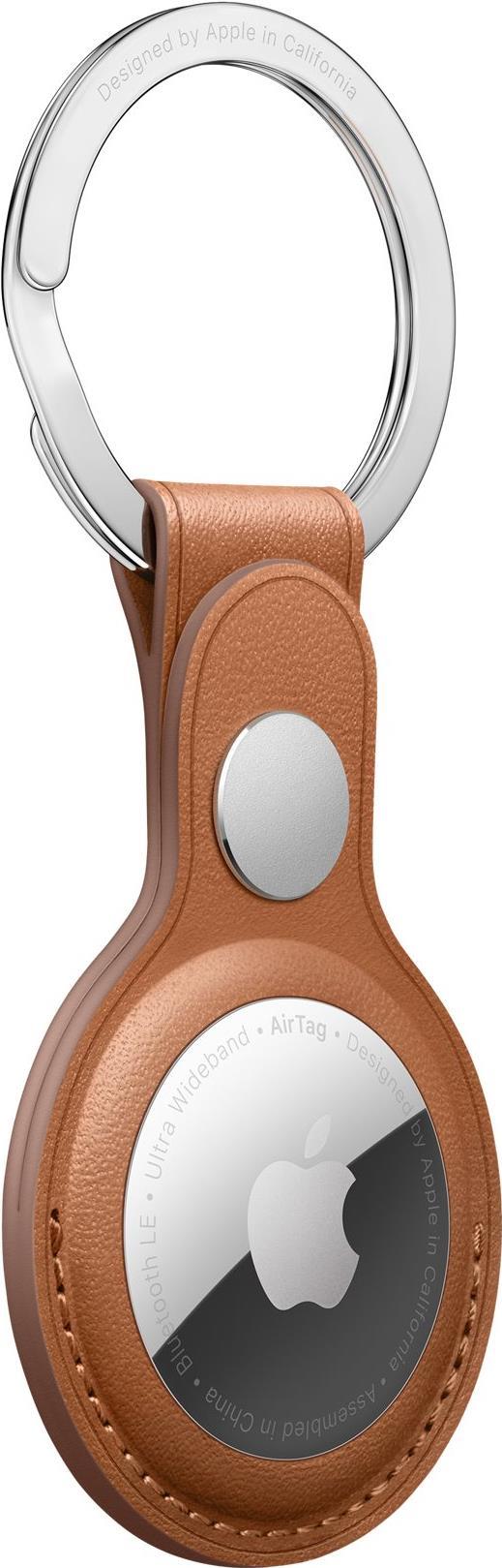 Apple AirTag Leather Key Ring Leder Edelstahl Saddle Brown