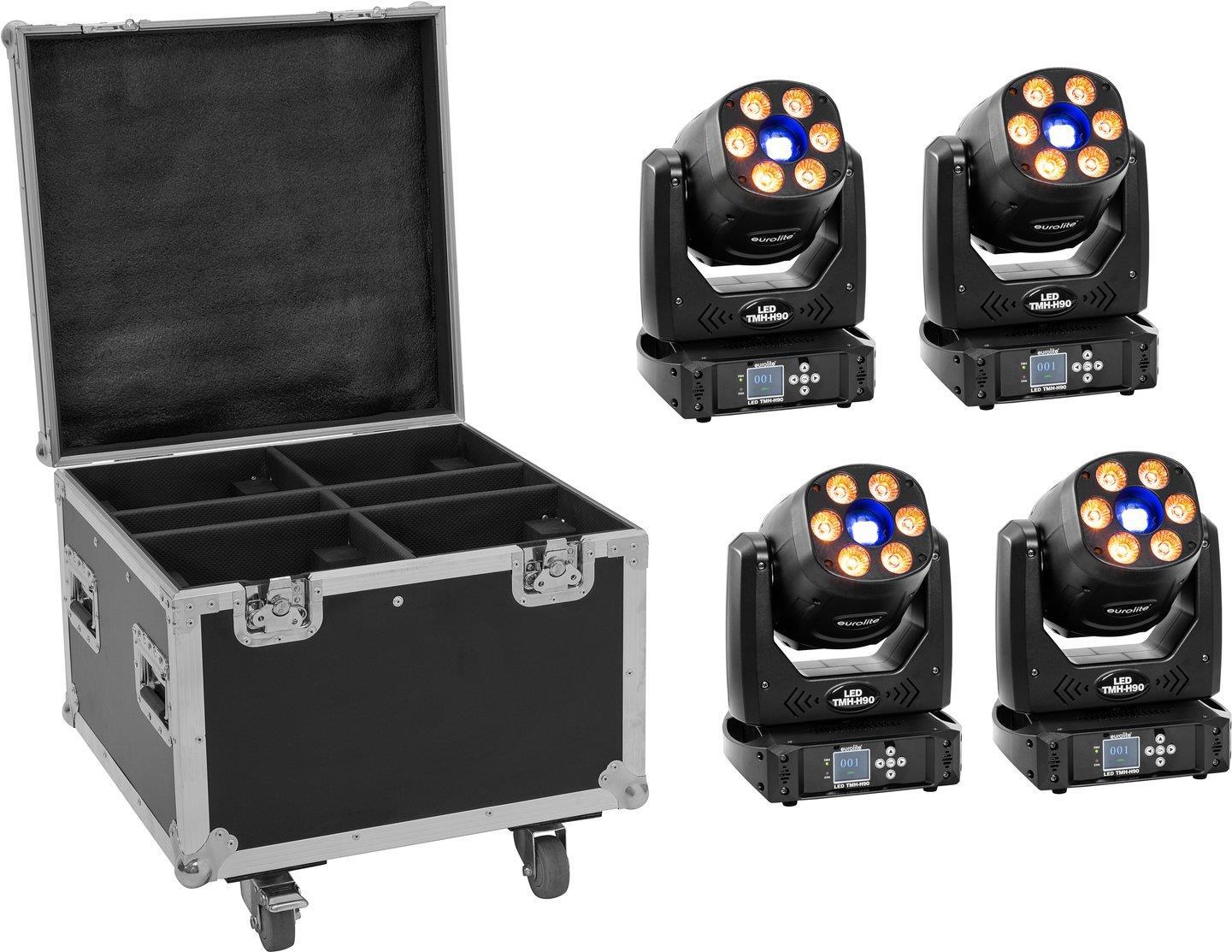 EUROLITE Set 4x LED TMH-H90 + Case mit Rollen (20000929)