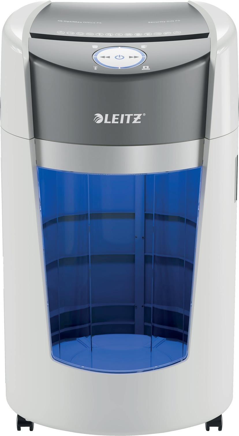 Leitz IQ OptiMax Office P5 Aktenvernichter Mikroschnitt P-5 2 x 15 mm 10 Blatt 35 Liter Weiß
