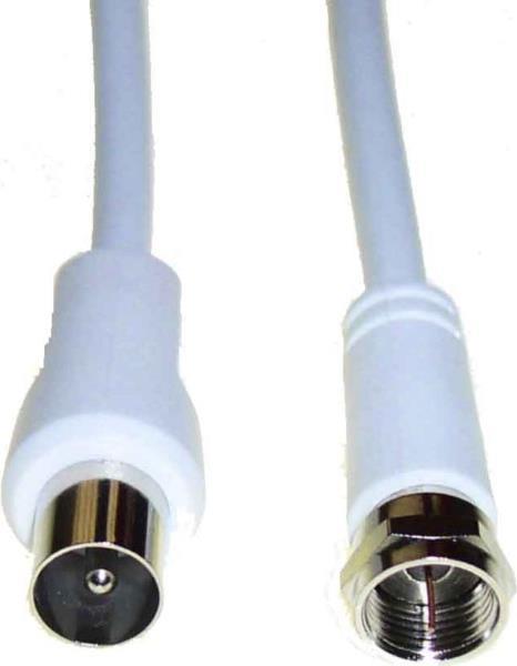 E+P FP 25 2.5m F plug coax plug Weiß Koaxialkabel (FP25)