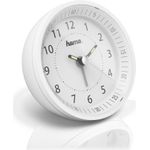 Hama Roundly. Form: Rund, Produktfarbe: Weiß, Gehäusematerial: Kunststoff. Display-Typ: Analog, Farbe der Hintergrundbeleuchtung: Weiß. Energiequelle: Batterie/Akku, Akku-/Batterietyp: AA. Breite: 90 mm, Höhe: 90 mm, Tiefe: 40 mm (00186413)