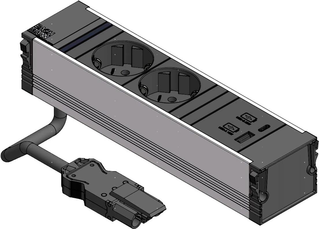 Bachmann CONI 2xCEE7/3 1xUSB A/C 22W 0.2m GST18 schwarz (912.233)