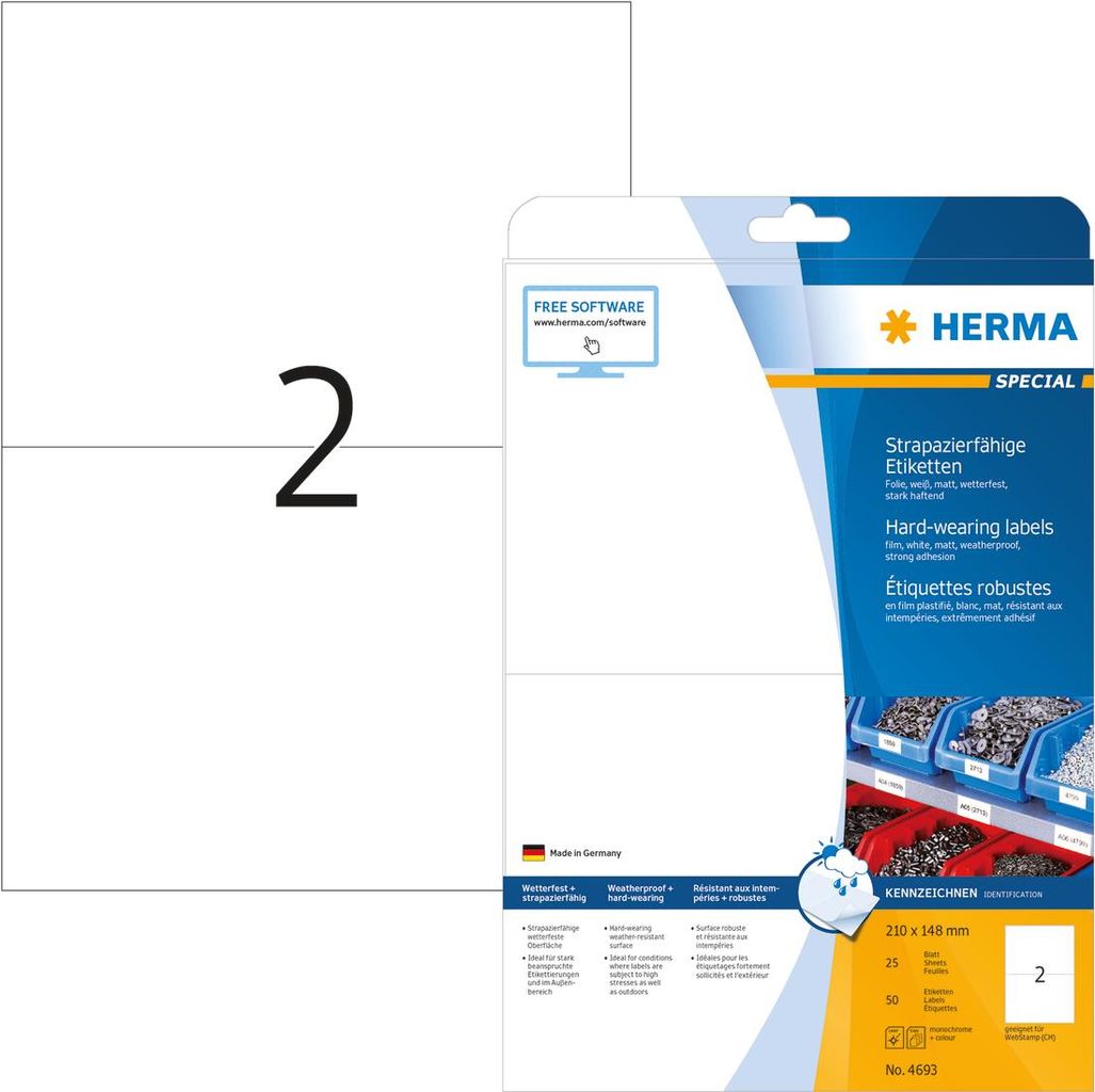 HERMA Special Permanent selbstklebende, matte Folienetiketten (4693)