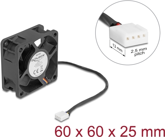 Delock Axiallüfter 12 V DC 60 x 60 25 mm schwarz (67295)