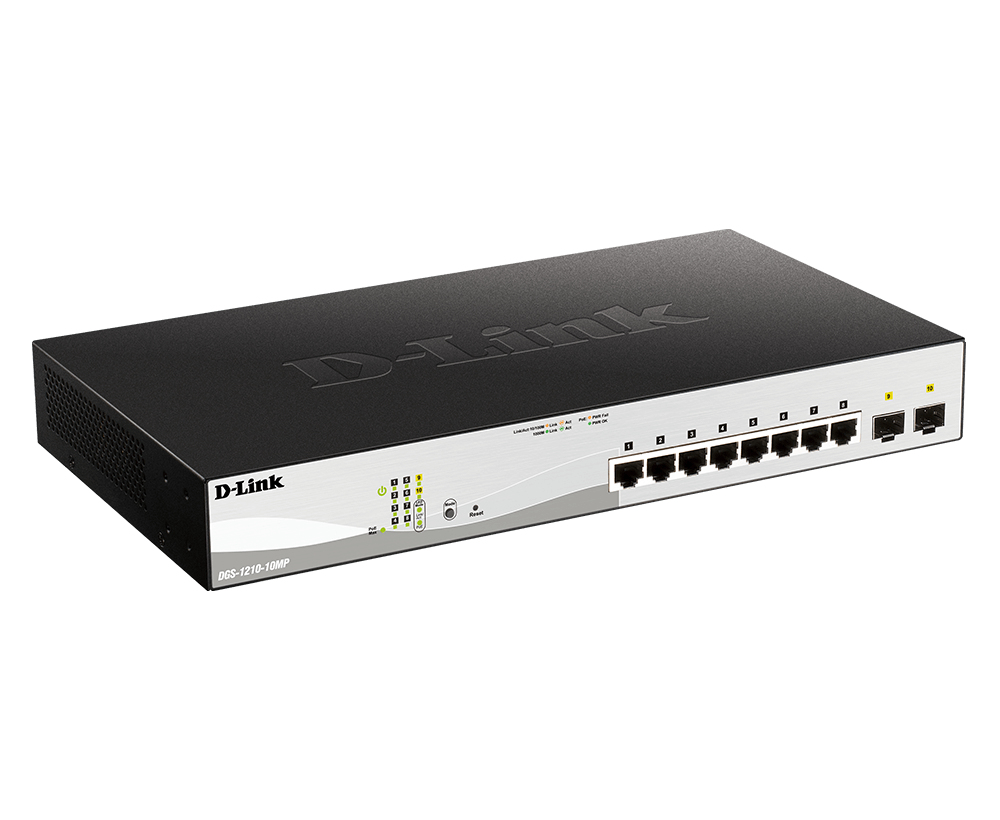 D-Link DGS-1210-10MP Managed Switch 10-Port L2+ PoE+ Schwarz, Grau