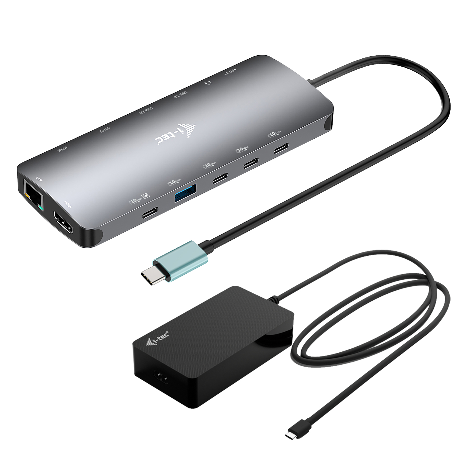 i-tec Nano Dock Dockingstation 2x HDMI USB-C 140 W Grau