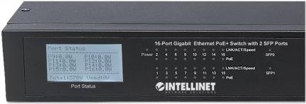 Intellinet Gigabit Ethernet PoE+ Switch with 2 SFP Ports and LCD Screen (561259)