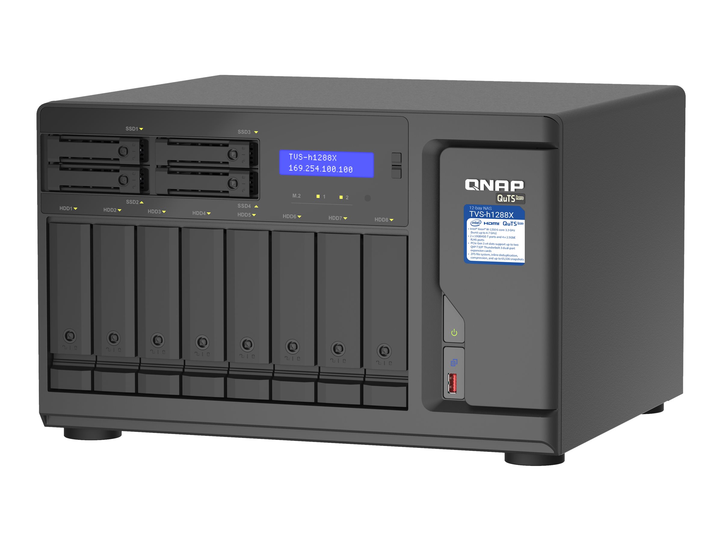 QNAP TVS-h1288X NAS-Server 12-Bay Intel Xeon W-1250 16 GB DDR4 ECC Schwarz