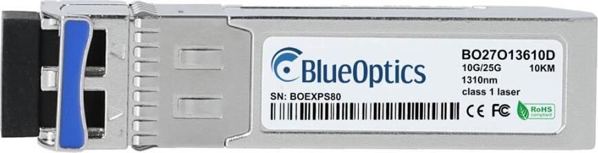 Kompatibler Extreme Networks 25/10G-LR-SFP10KM BlueOptics BO27O13610D SFP28 Transceiver, LC-Duplex, 10G/25GBASE-LR, Singlemode Fiber, 1310nm, 10KM, DDM, 0°C/+70°C (25/10G-LR-SFP10KM-BO)