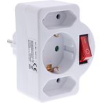 InLine Steckdosenadapter SK Stecker an 2xEuro+1x SK mit Schalter weiß (16471C)
