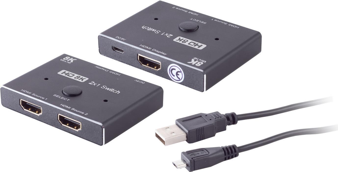 shiverpeaks ®-PROFESSIONAL--HDMI Umschalter 2x1, Metall, 8K60Hz, schwarz (SP05-21001)