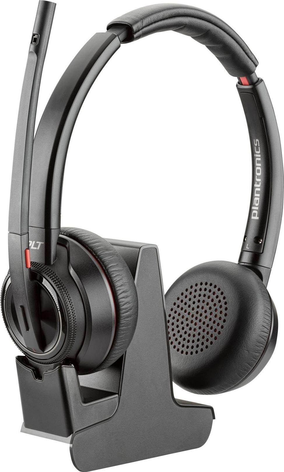 HP Poly Savi 8220 Kabelloses DECT Bluetooth Headset mit Ladestation Schwarz