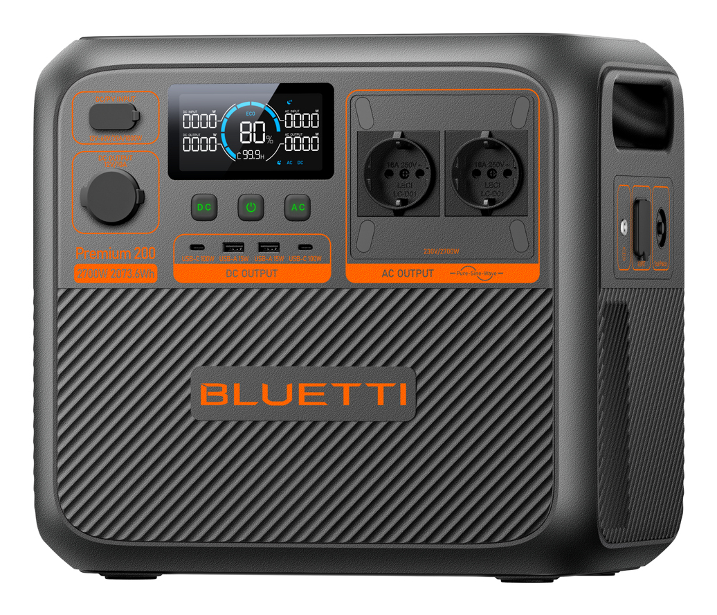 Bluetti Premium Series Premium 200 V2 Tragbare Power Station 2073,6 Wh 2700 W Schwarz