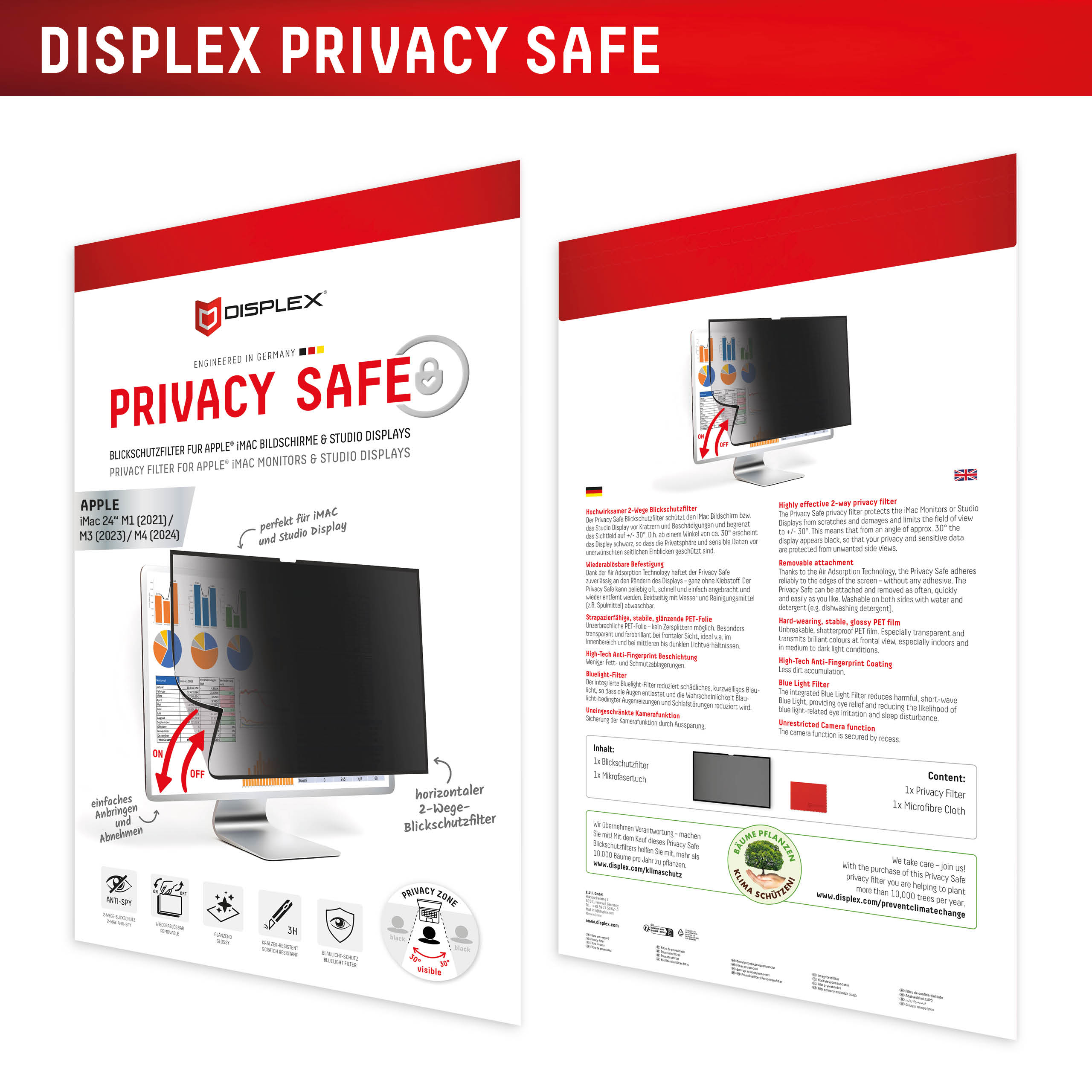 E.V.I. DISPLEX Privacy Safe Apple iMac 24" Blickschutzfilter Schwarz