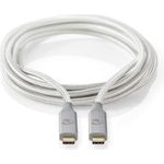 Nedis CCTB64020AL20. Kabellänge: 2 m, Anschluss 1: USB C, Anschluss 2: USB C, USB-Version: USB4 Gen 2x2, Maximale Datenübertragungsrate: 20000 Mbit/s, Produktfarbe: Silber (CCTB64020AL20)